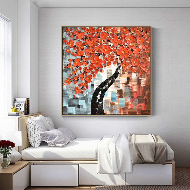 High Class Decoration Palette Knife 3D Acrylic Artworks Handmade Canvas Wall Art Impressionist Flower Oil Painting