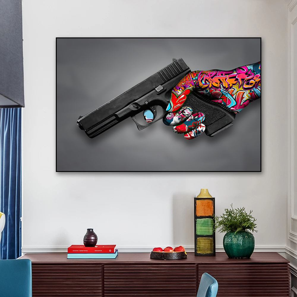 New Graffiti Art Hands Heart Gesture Painting on Canvas Wall Art Posters Prints