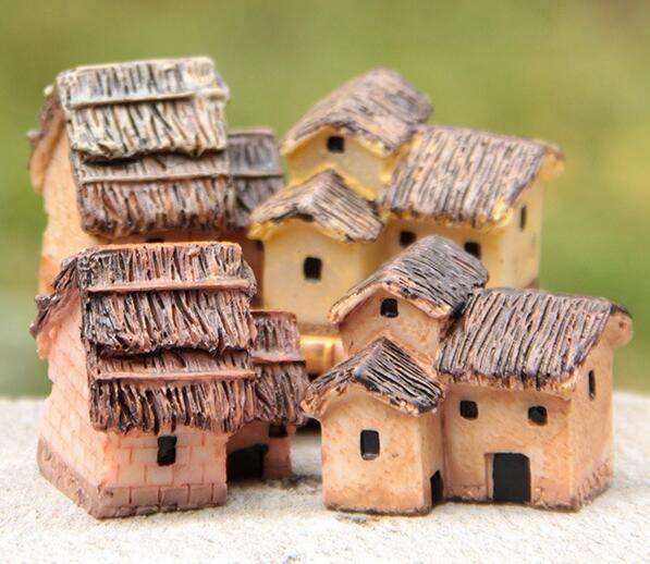 Hot New Thatched House Epoxy Resin for Crafts Garage Kits Models Mini Fairy Garden